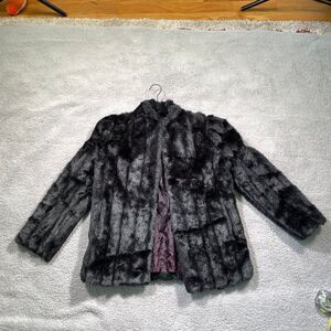 Vintage Faux Fur Coat Women's Black Alaska Brand Classic Hollywood Small